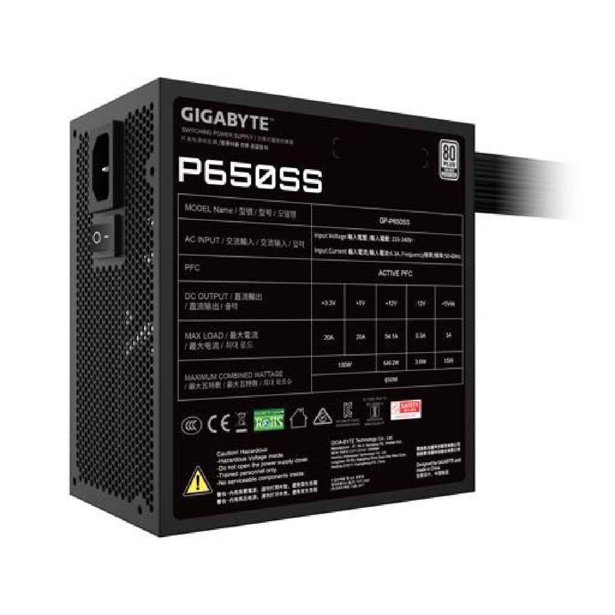 Fuente de Poder Gigabyte GP-P650SS 650W 80+ Silver Negro-3