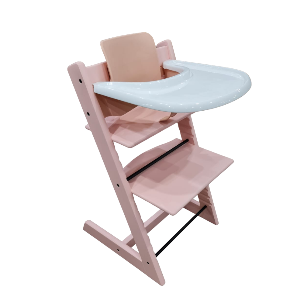 Silla Comedor P Bebes Estilo Nordico color Rosa + Extras-0