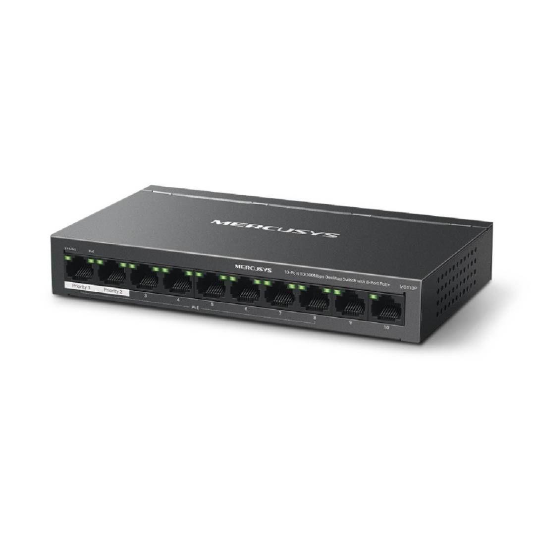 Switch PoE+ Mercusys MS110P 10 Puertos 10/100 Mbps 65W-2