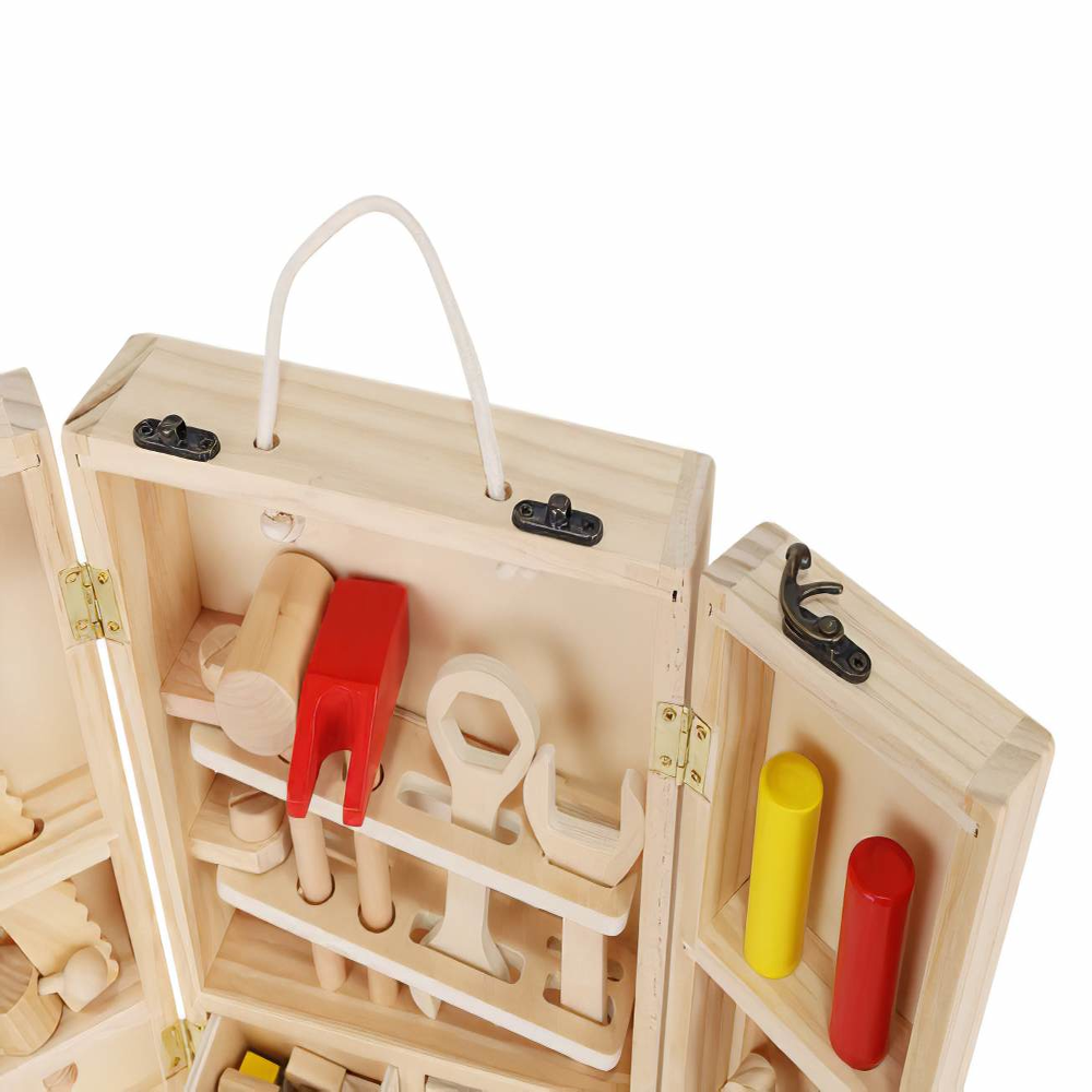 Caja de Herramientas de Madera Portátil-2