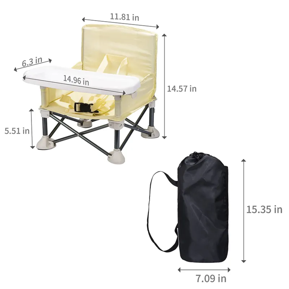 Asiento portátil para bebé de viaje plegado compacto Gris-4