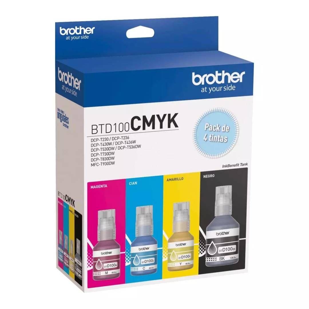 Pack 4 Tintas Brother BTD100 (Cian,Magenta,Amarillo,Negro)-2