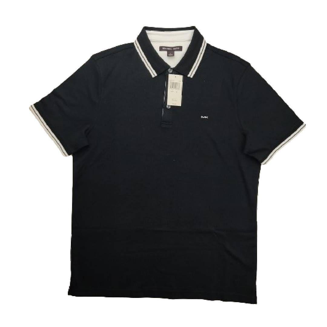 Polera MK Negra Con Cuello Linea Blanca Talla M-1