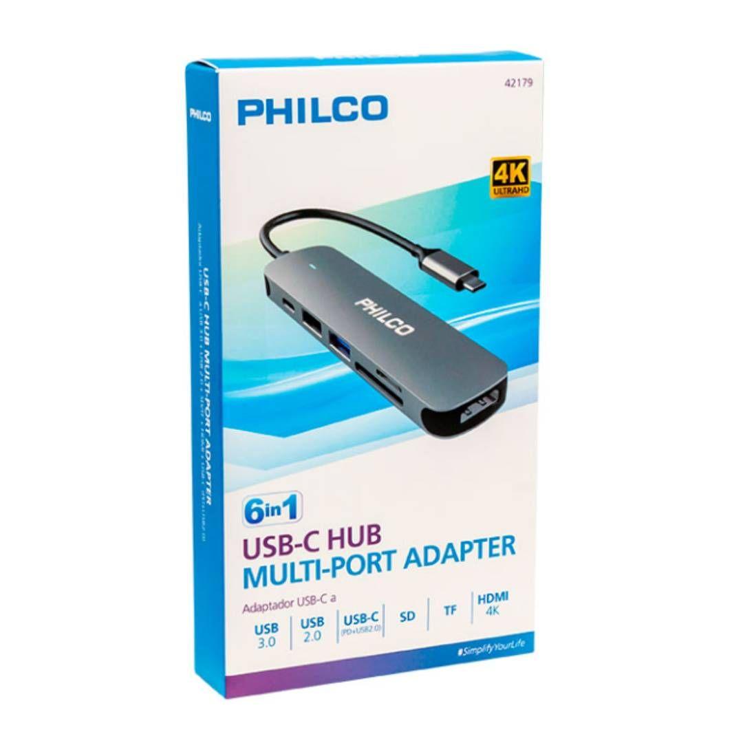Adaptador Philco Multipuestos Hub USB-C 6 en 1-0