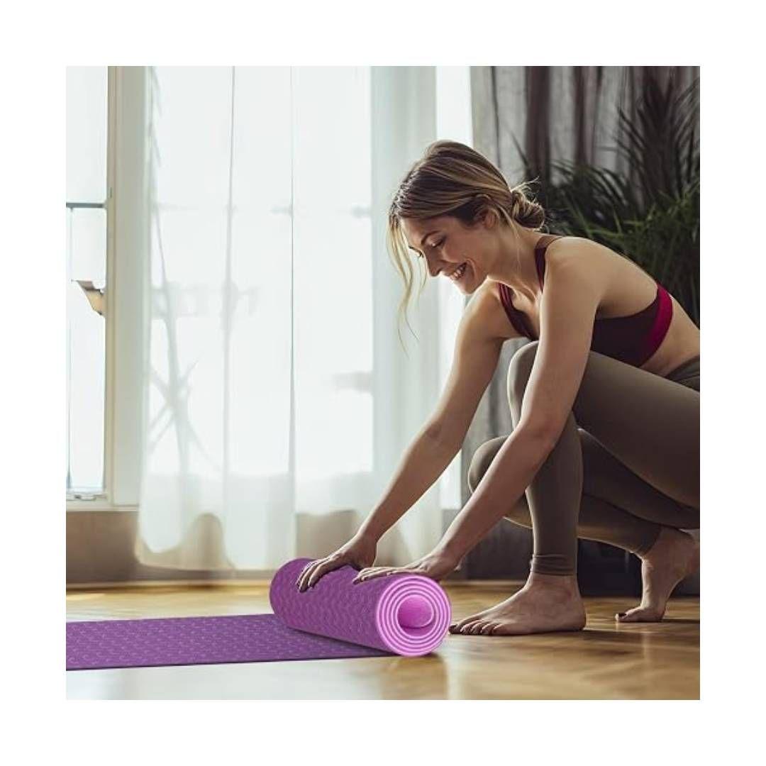 Mat de Yoga TPE 8mm Antideslizante con Correa Morado/Lila-2