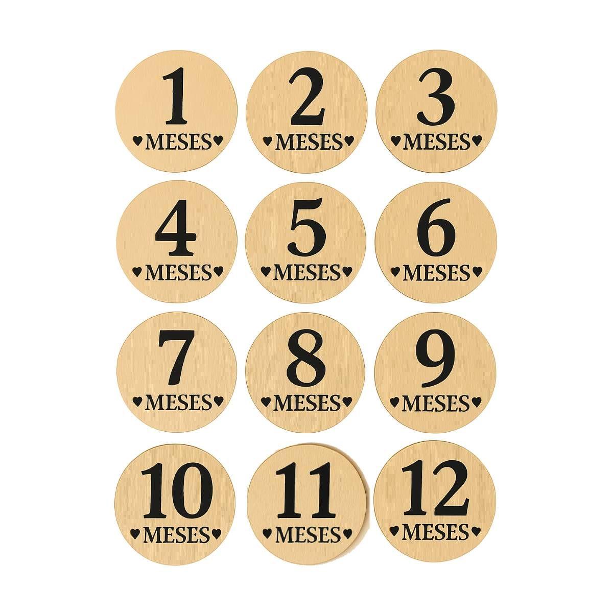 Tarjetas de Madera para Cumple mes Bebé 1 a 12 meses-0