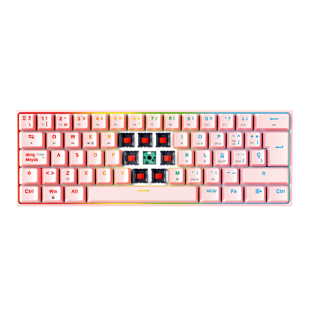 Teclado Gamer Fantech MAXFIT 61 MK857 Sakura SW Red Español-2