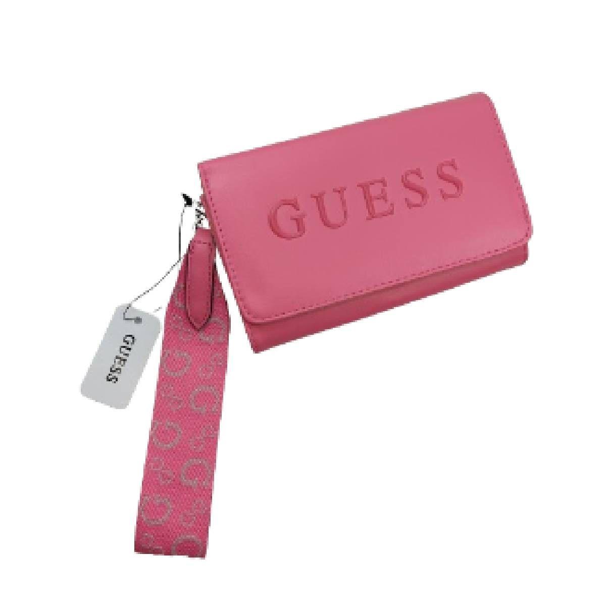 Billetera Guess Rosa Y Asa Con Marca-0