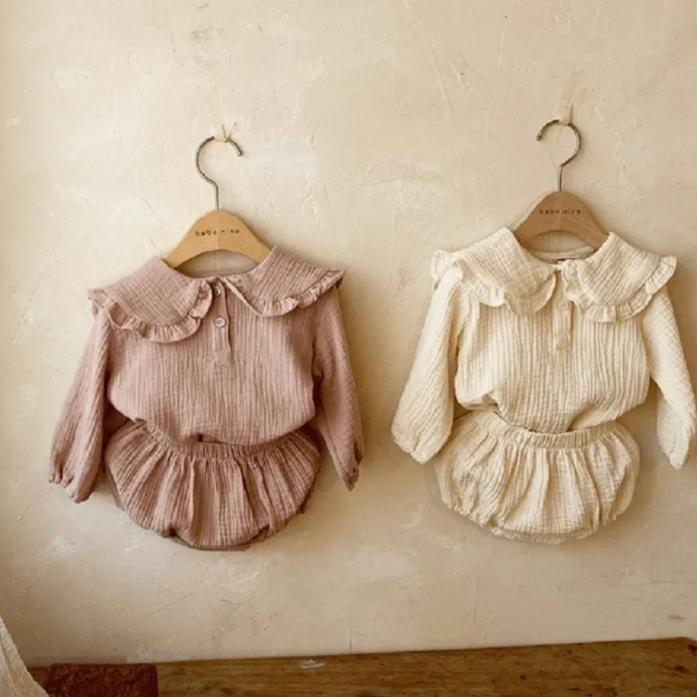 Ropa algodón orgánico niñas recién nacidas 2pcs 66 cm Rosado-3