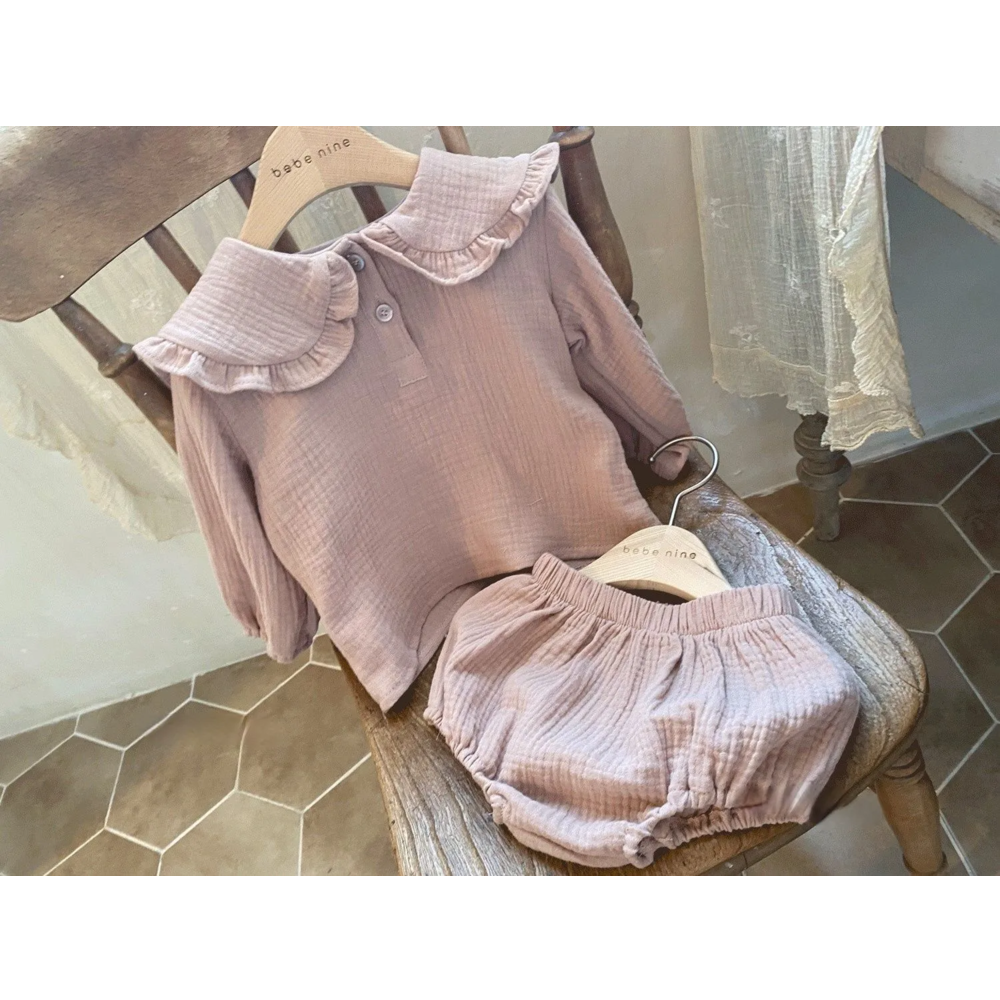 Ropa algodón orgánico niñas recién nacidas 2pcs 66 cm Rosado-5