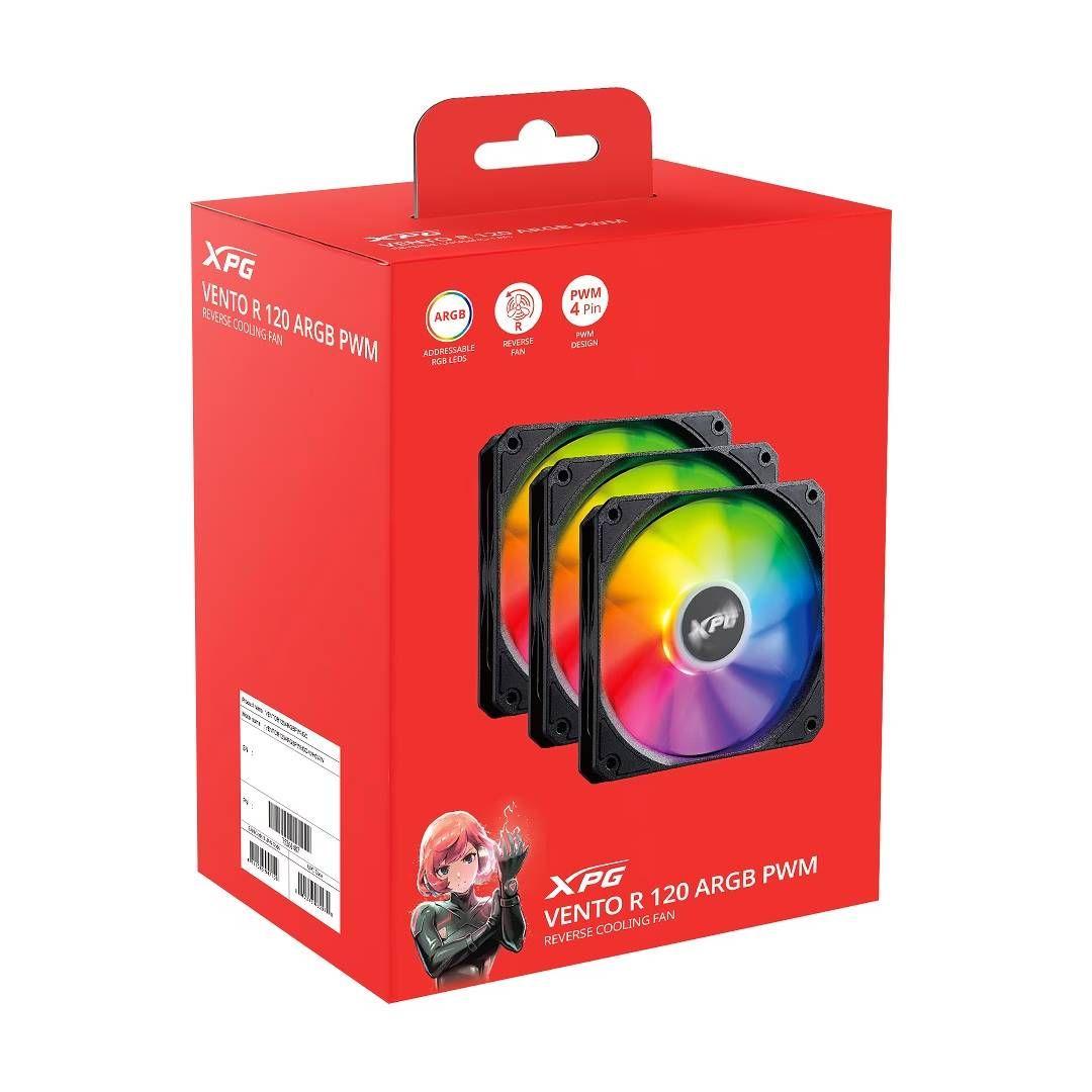 Pack X3 Ventiladores XPG Vento R ARGB 120 Negro-1