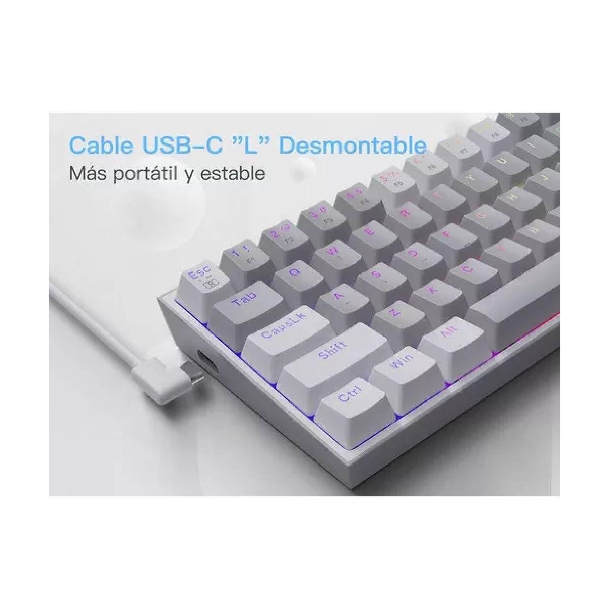 Teclado Redragon Fizz RGB Grey/White - K617-RGB-1
