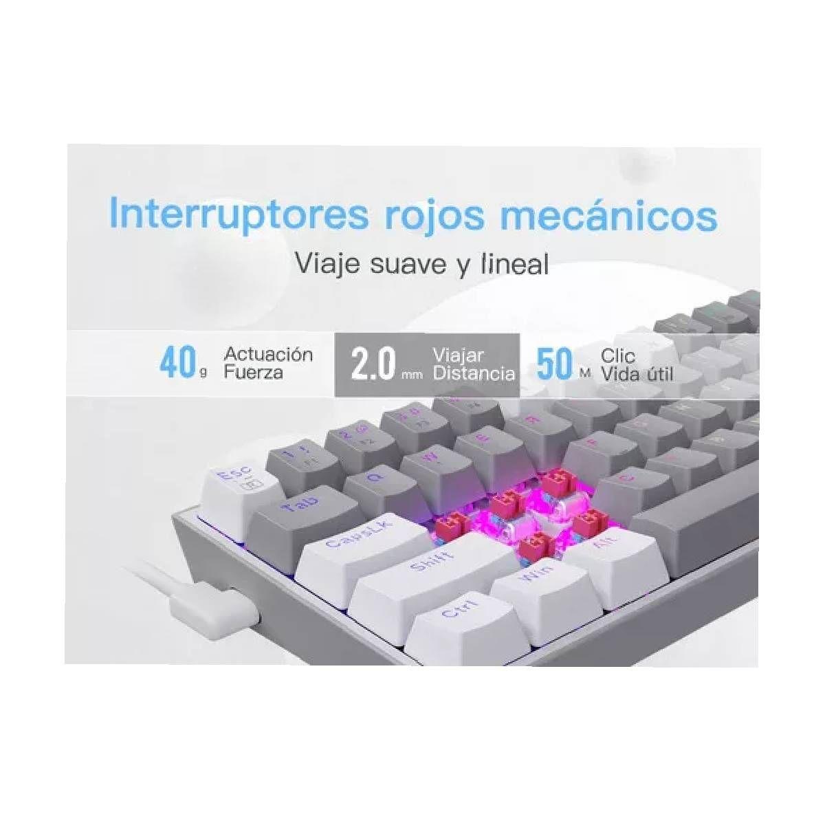 Teclado Redragon Fizz RGB Grey/White - K617-RGB-4