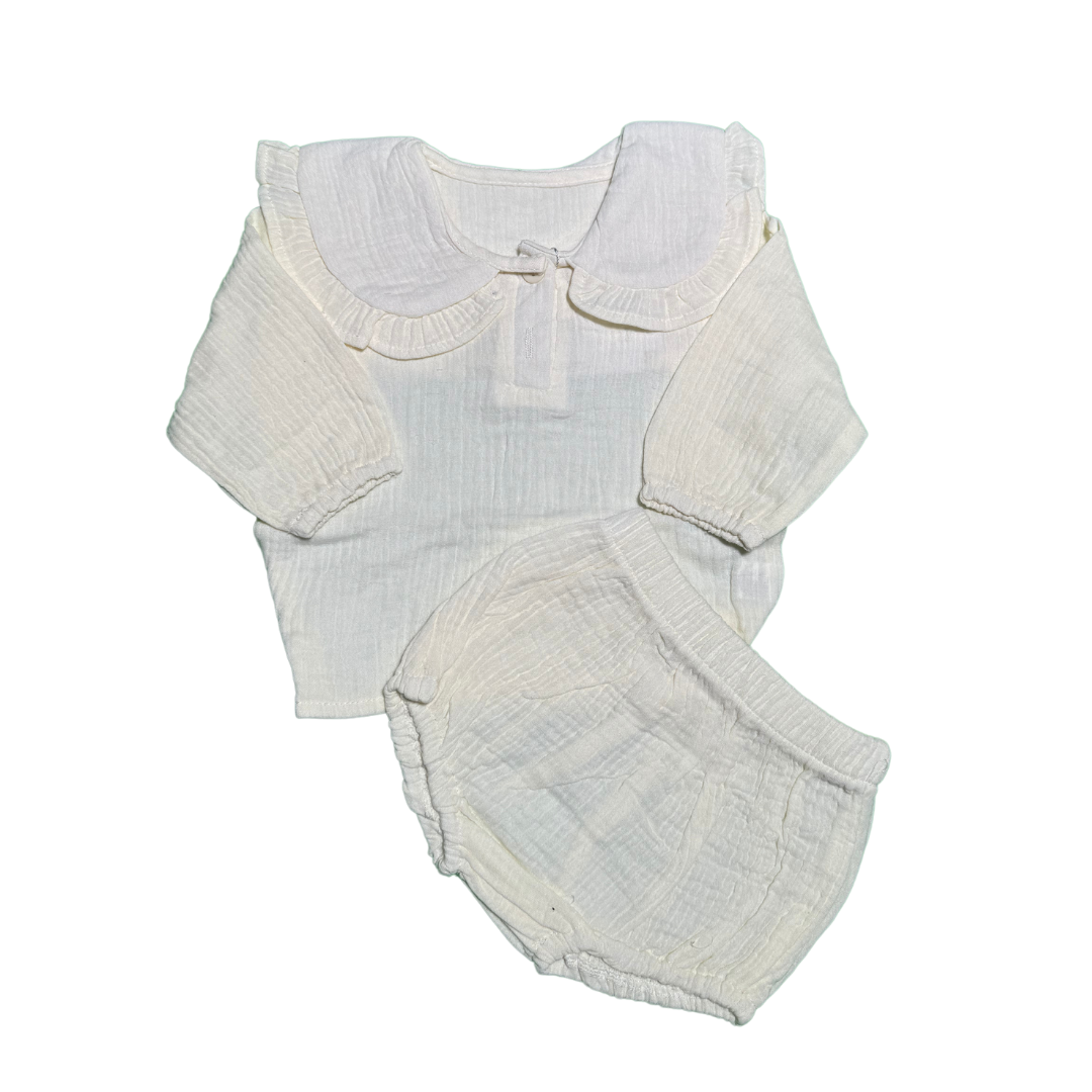 Ropa algodón orgánico niñas recién nacidas 2pcs 73 cm Blanco-4