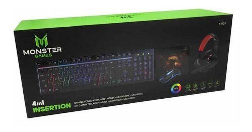 Kit Gamer Monster 4 En 1 Rgb Insertion K4125-3