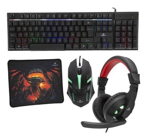 Kit Gamer Monster 4 En 1 Rgb Insertion K4125-0