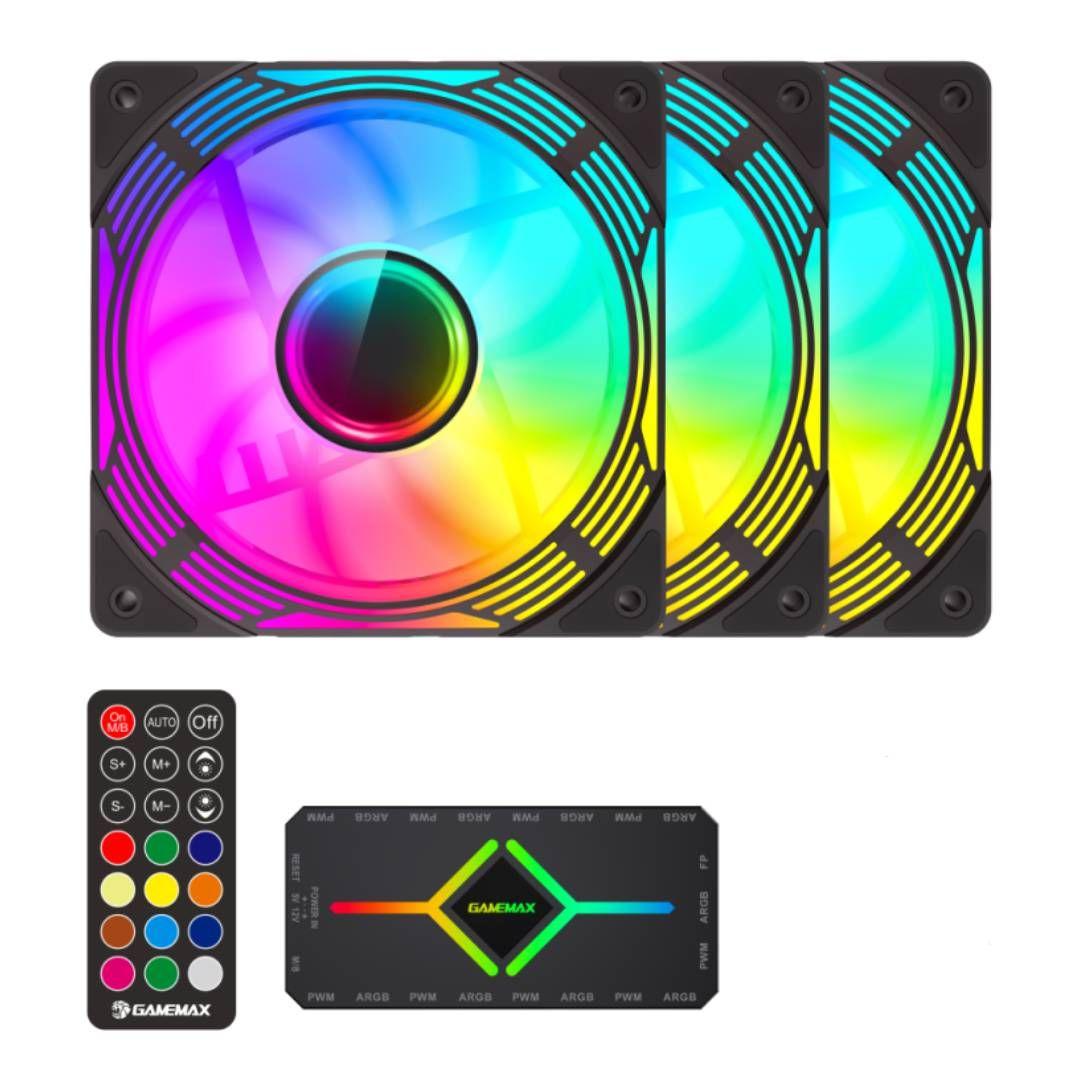 3-Pack Ventiladores Gamemax KF300 120mm Negro-0