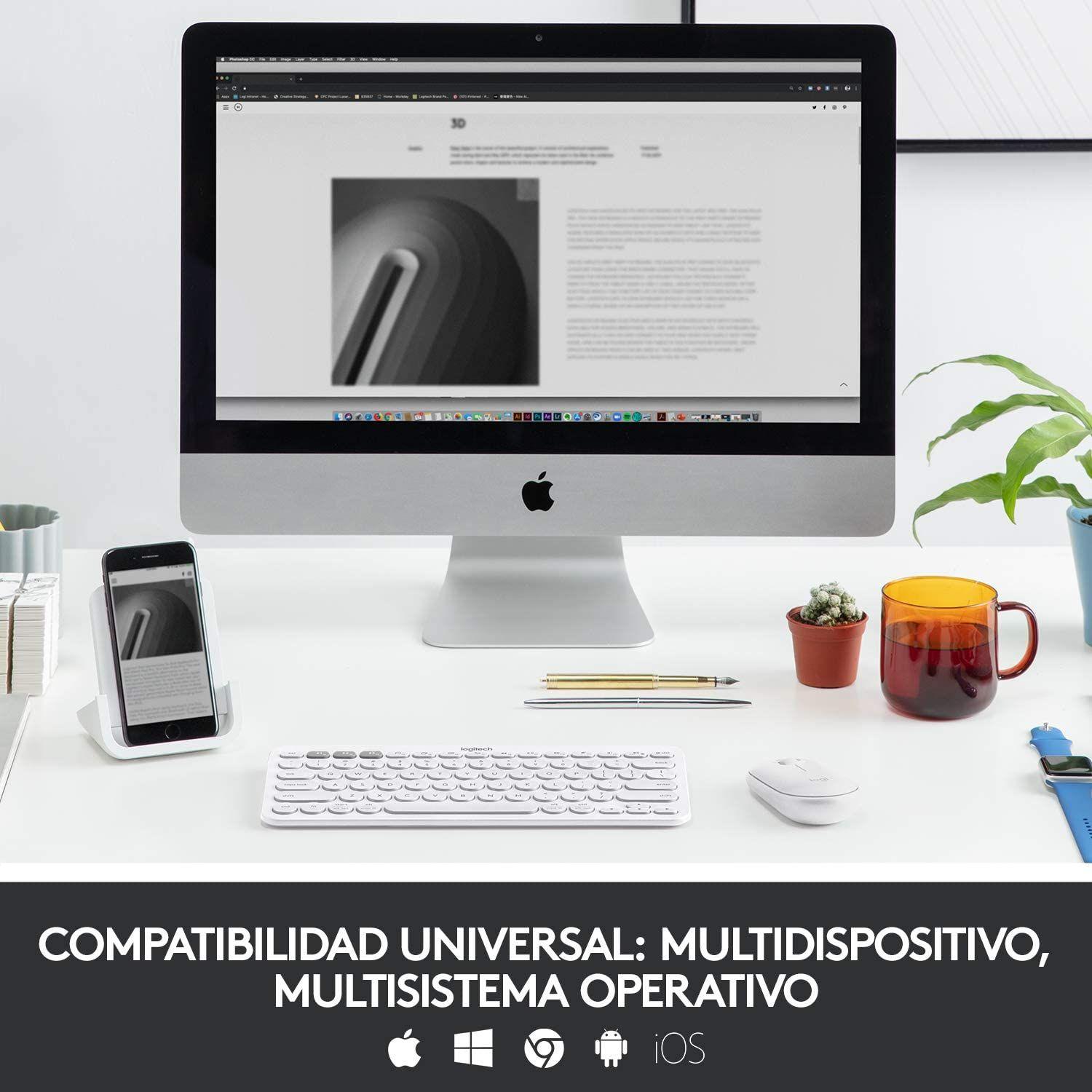 Teclado bluetooth Logitech K380 QWERTY español off-white-1