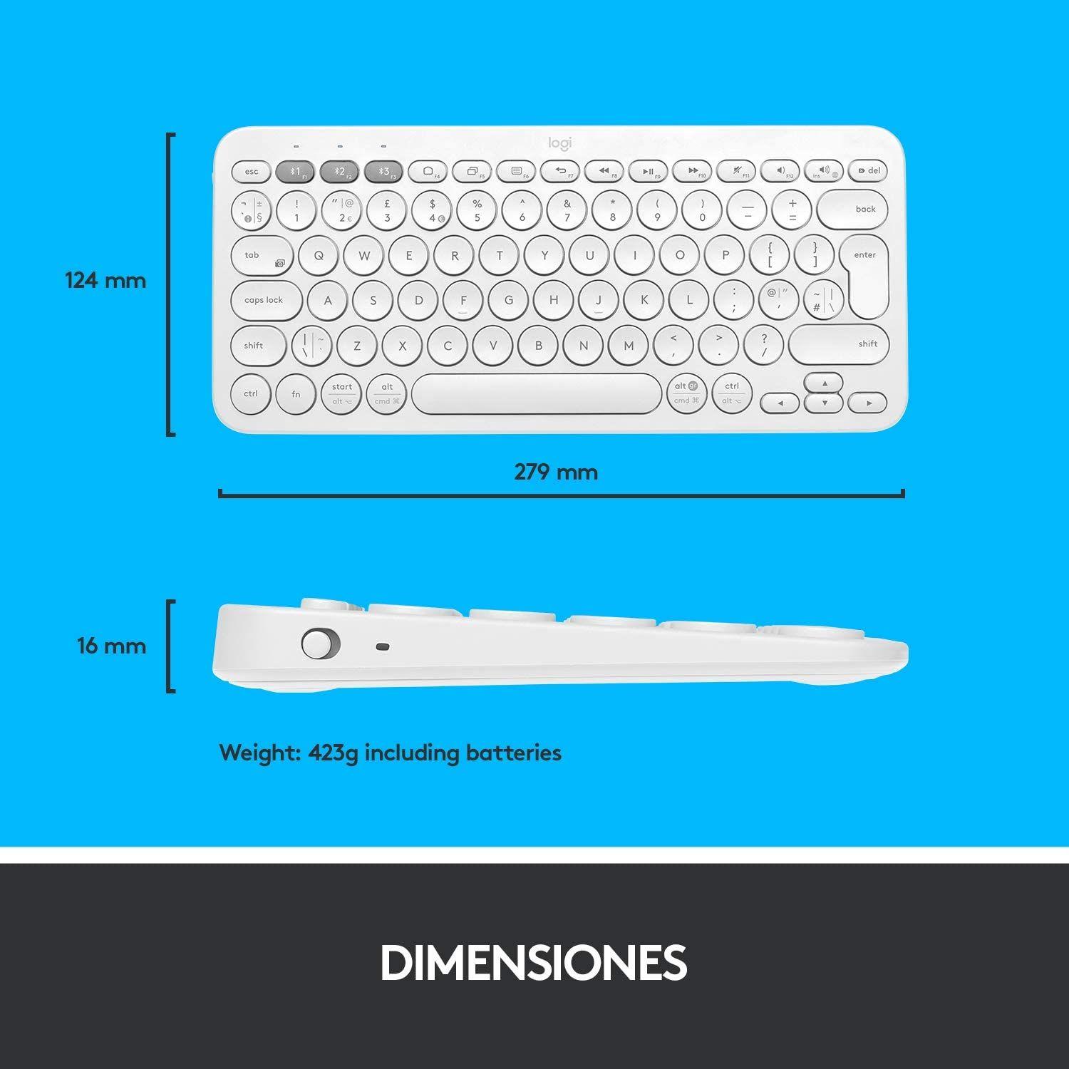Teclado bluetooth Logitech K380 QWERTY español off-white-4