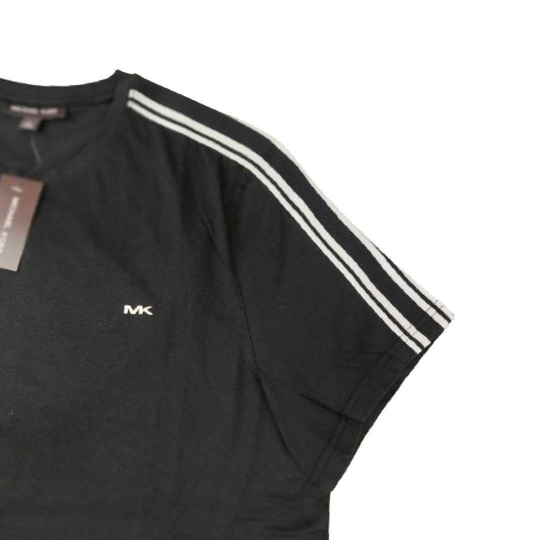 Polera MK Negra Cuello Redondo Lineas Blancas Talla Xl-3