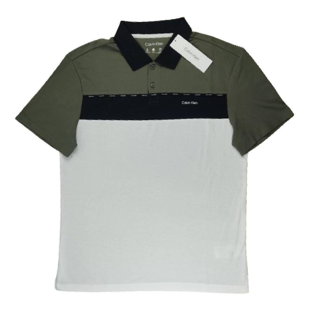 Polera CK Blanca/verde Con Cuello Franja Blanca Talla M-0