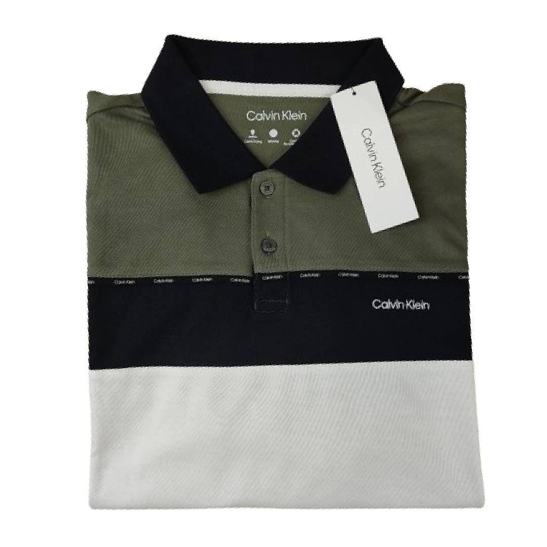 Polera CK Blanca/verde Con Cuello Franja Blanca Talla M-2