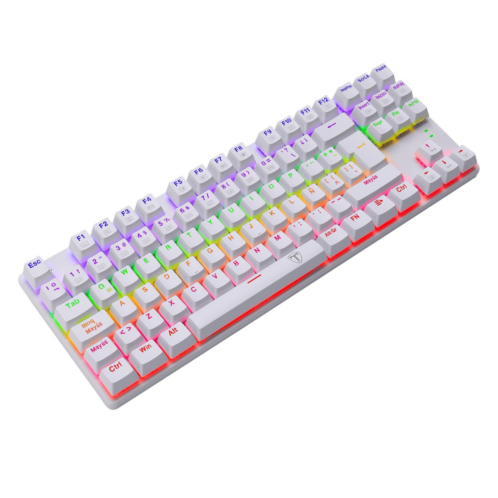 Teclado T-Dagger Bora Rainbow Lite T-TGK313W-LIT Blanco-2