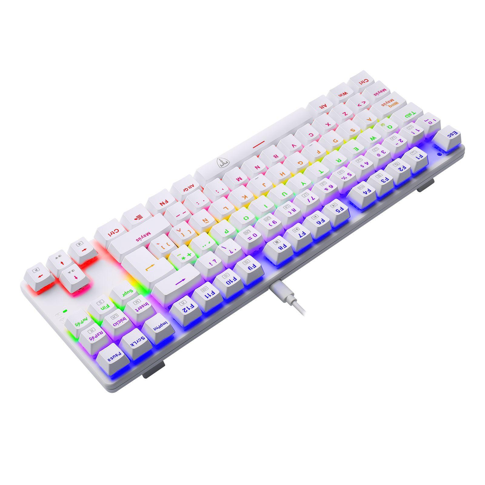 Teclado T-Dagger Bora Rainbow Lite T-TGK313W-LIT Blanco-4