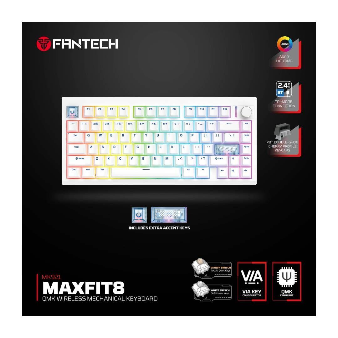 Teclado Inalámbrico Fantech MK921 MAXFIT8 White Switch White-5