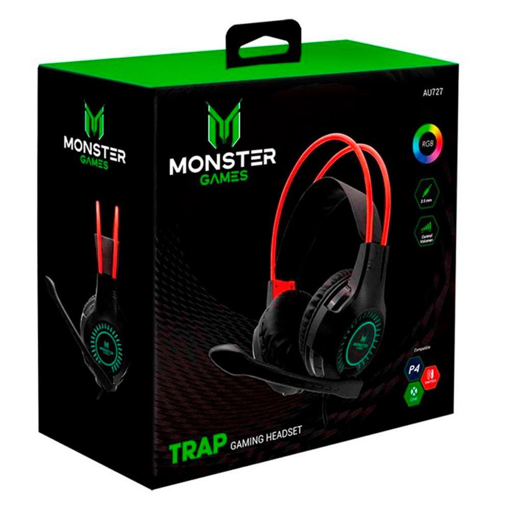 Audifonos Gamer Monster Games Trap RGB 3.5mm USB-3