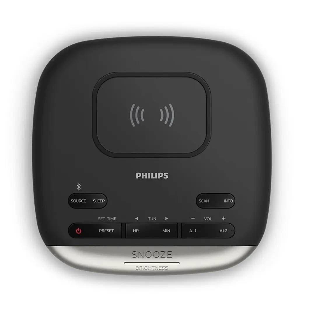 Radio Reloj Philips TAR7606/37 FM, BT, Carga Qi y USB, Negro-2
