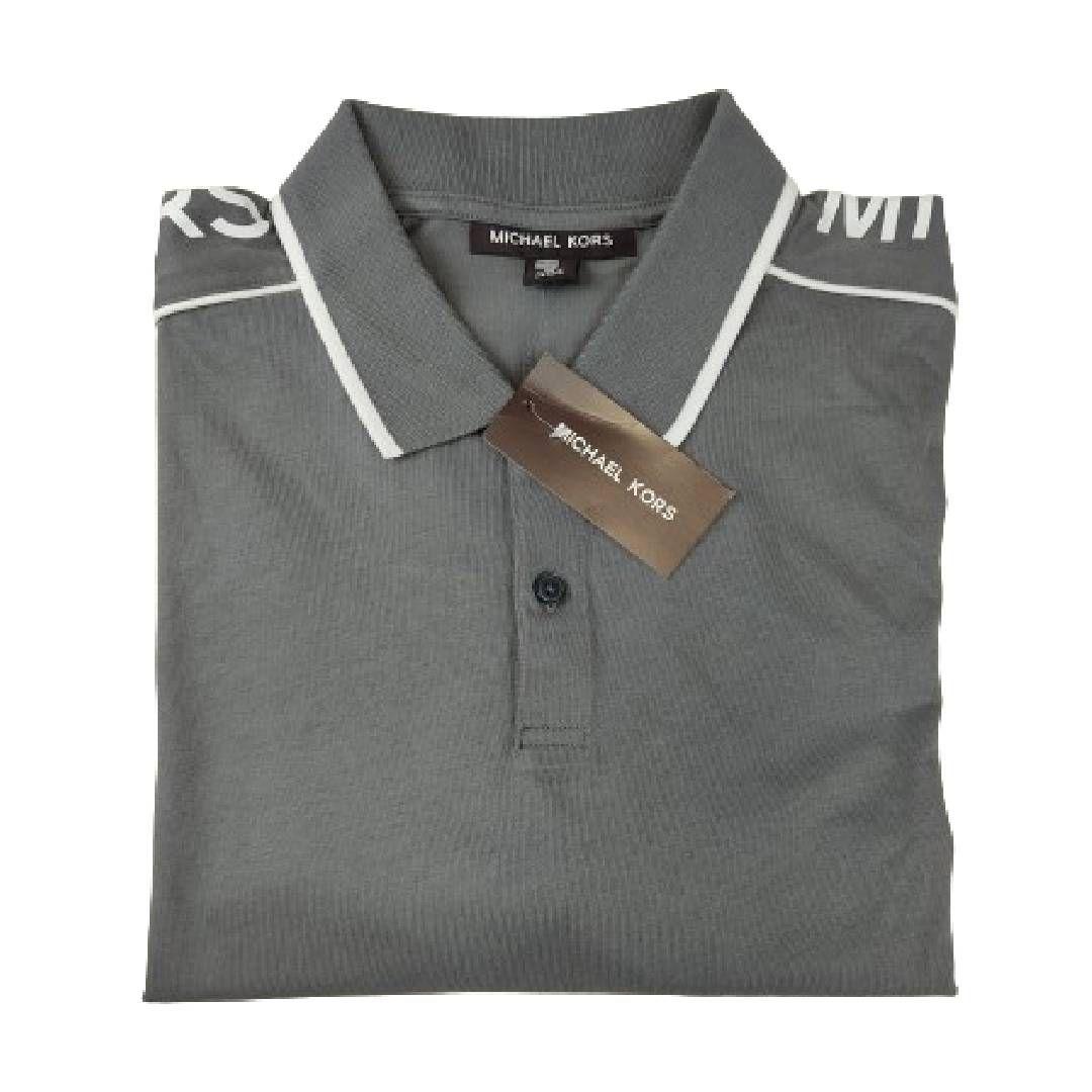 Polera MK Gris Claro Con Cuello Linea Blanca Talla L-2