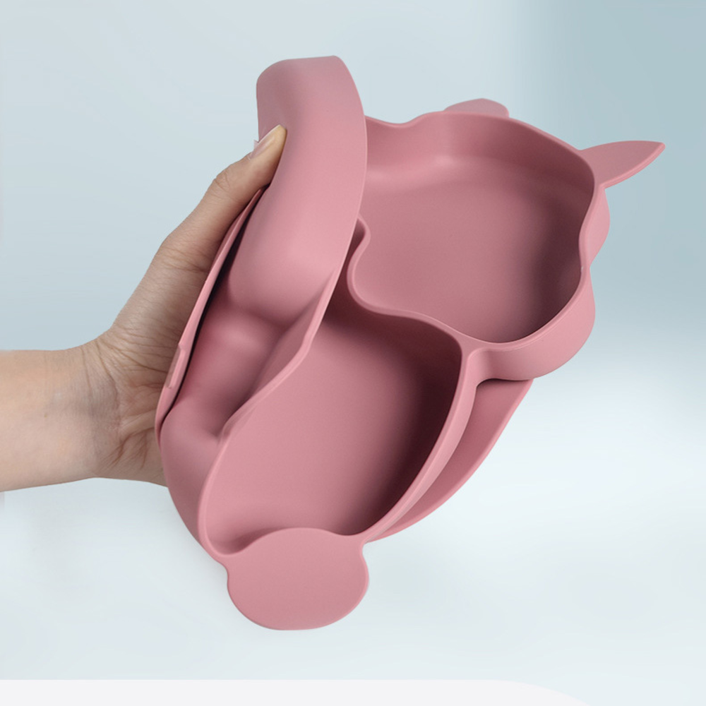 Platos de Alimentación para Bebés de Silicona Café-1