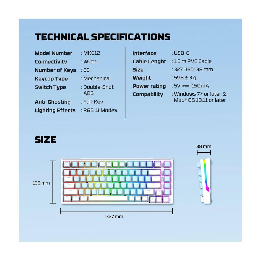 Teclado Fantech ATOM X83 MK612 AME White (Switch Taro)-3