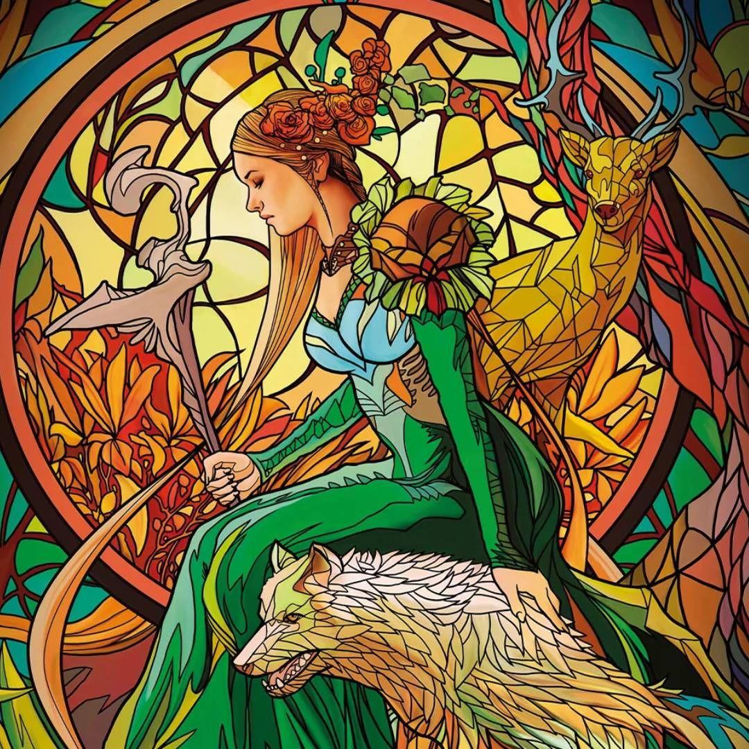 Playmat Topdeck Colección Vitrales - Druida-2