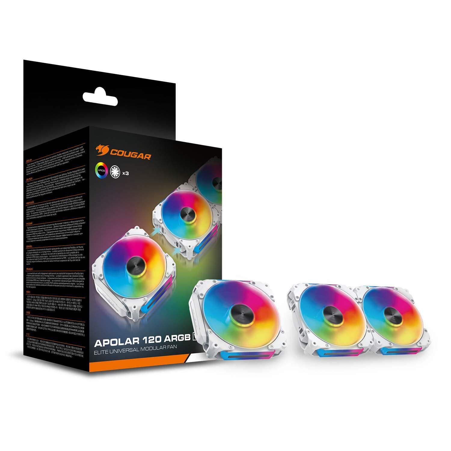 Pack 3 Ventiladores Cougar Apolar 120mm ARGB Blanco-5