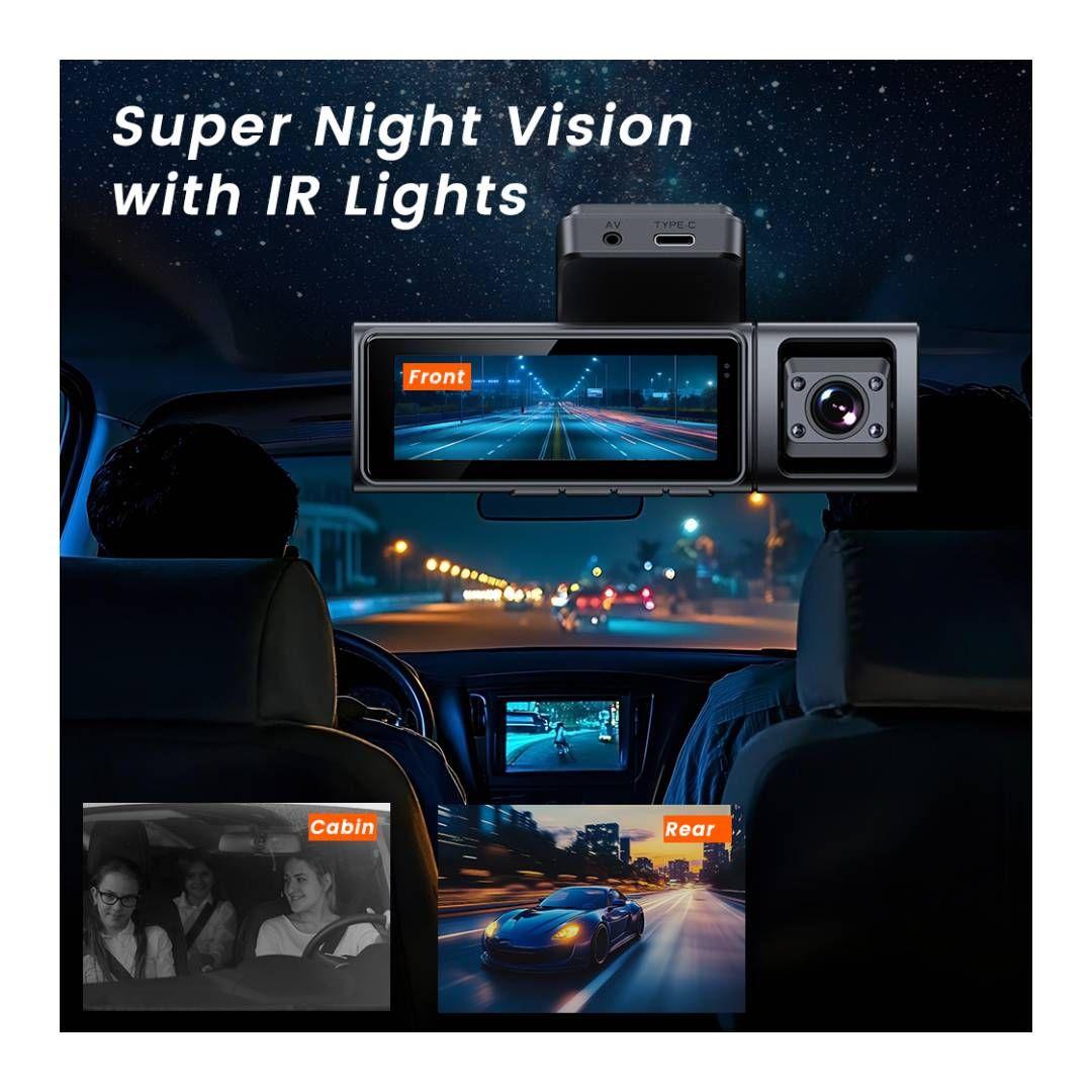 Cámara Dashcam 4K Triple Lente WiFi GPS Vehicular-3