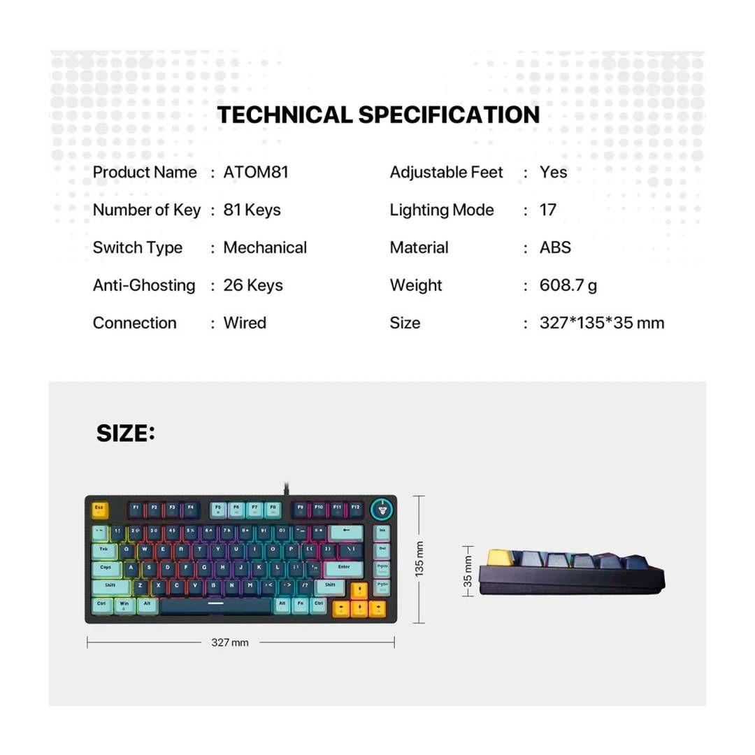 Teclado Fantech MK875V2 ATOM81 MIZU Navy (Switch Taro)-3