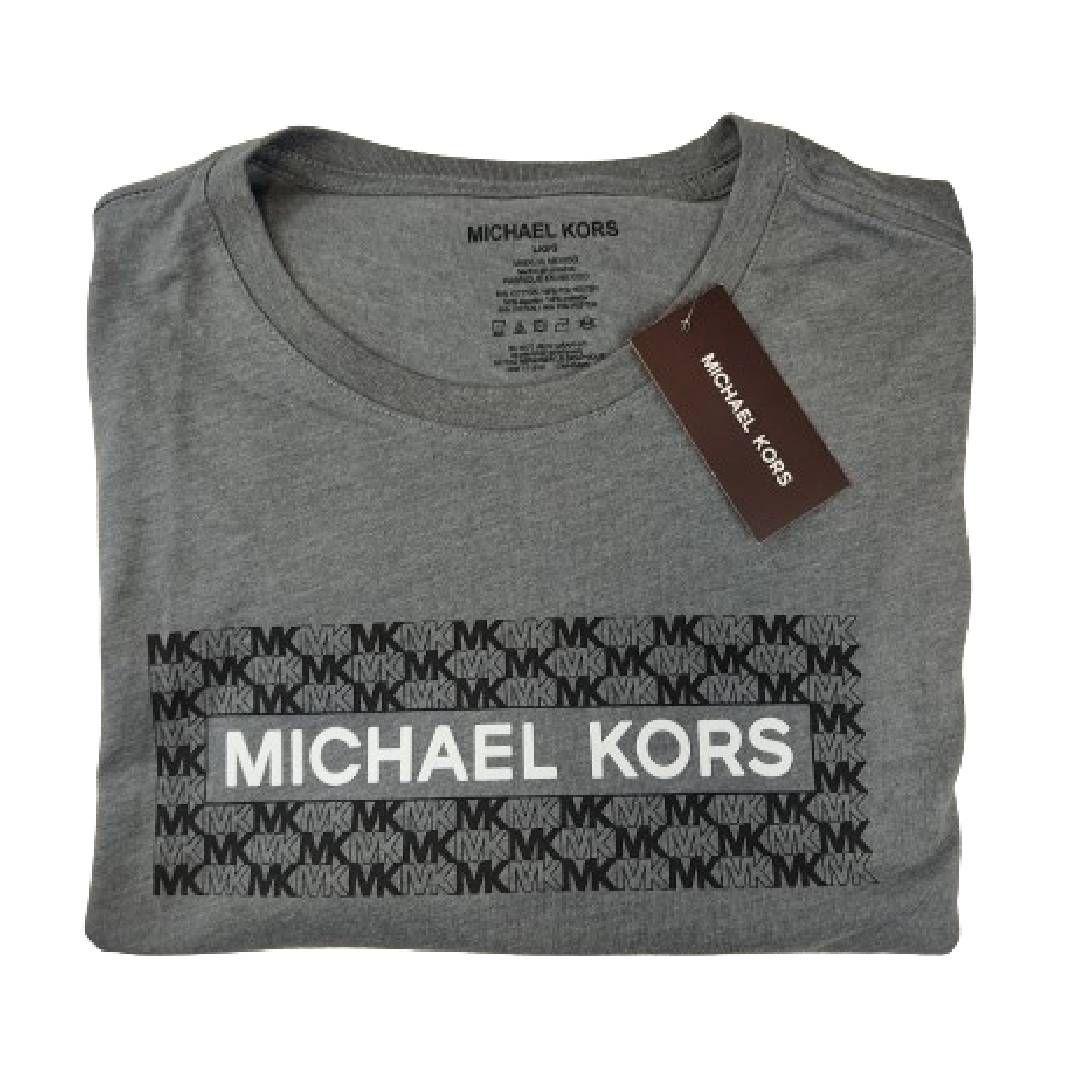 Polera MK Gris Cuello Redondo Con Letras Blancas Mk Talla L-2