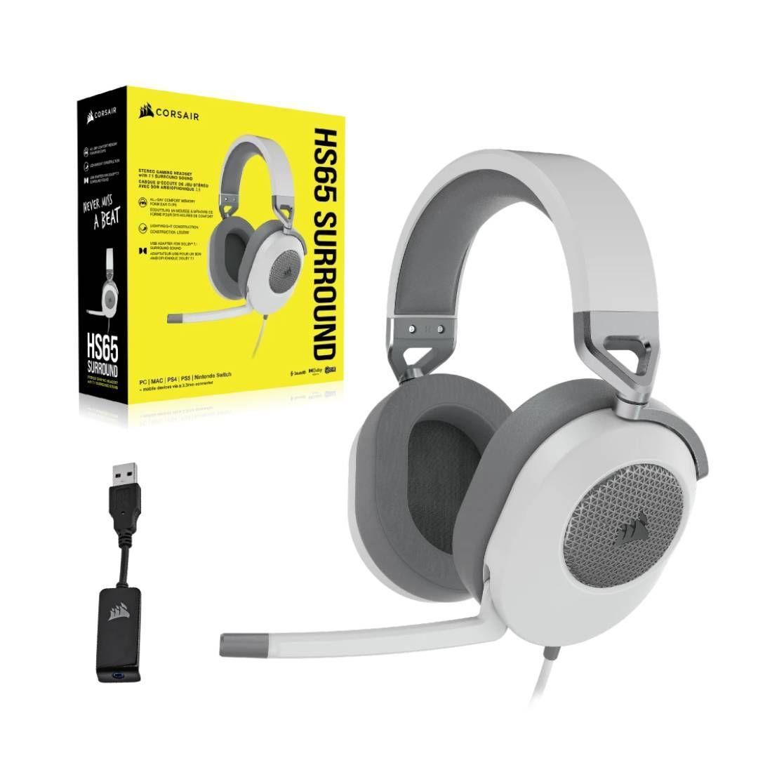 Audifonos Gamer Corsair HS65 SURROUND Cableado, Blanco-3