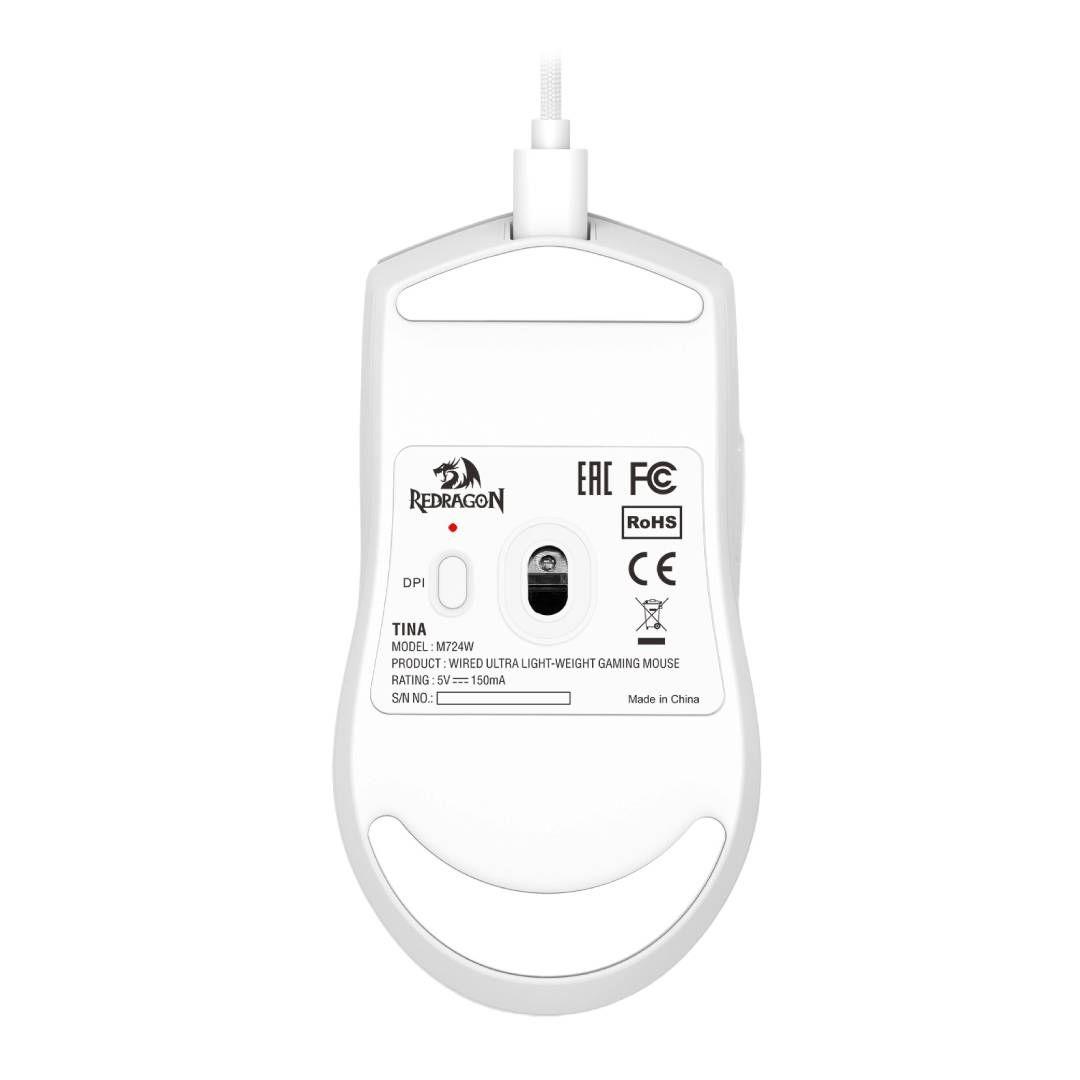 Mouse Redragon Ultra Light K1ng M724 1K Hz Blanco Cableado-3