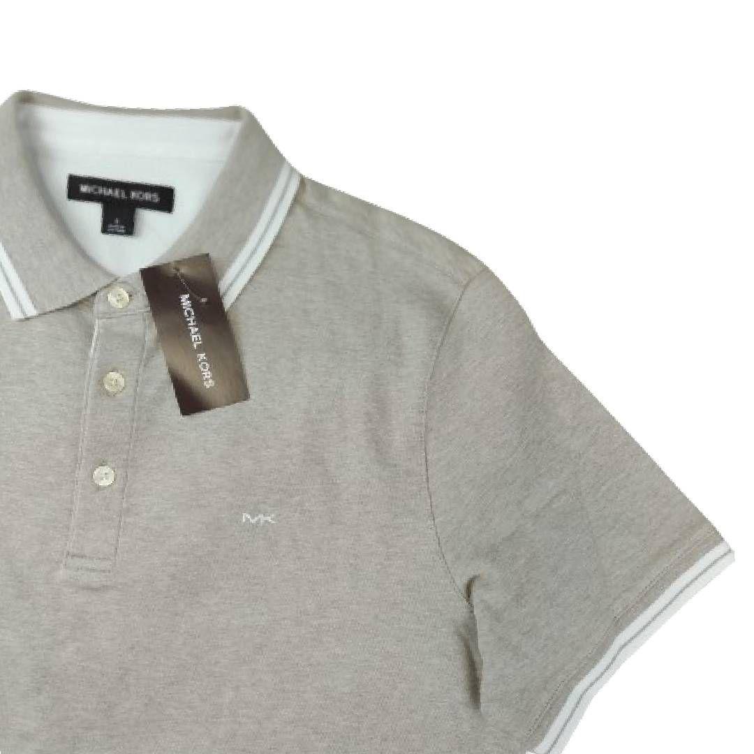 Polera MK Beige Con Cuello Linea Blanca Talla S-4