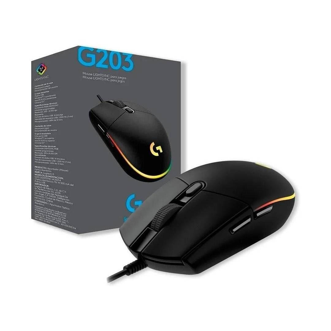 Mouse Logitech G203 LIGHTSYNC RGB, Cableado, 8000DPI Negro-3