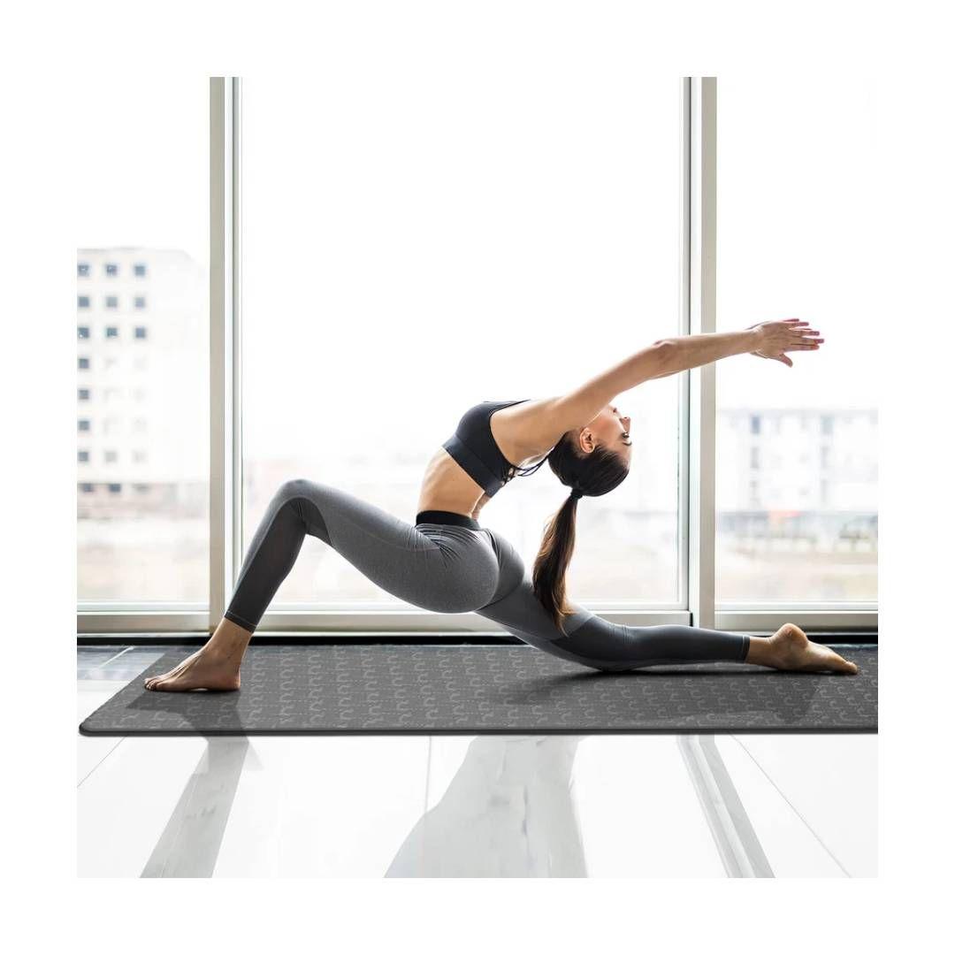 Mat de Yoga TPE 8mm Antideslizante con Correa Negro/Gris-4