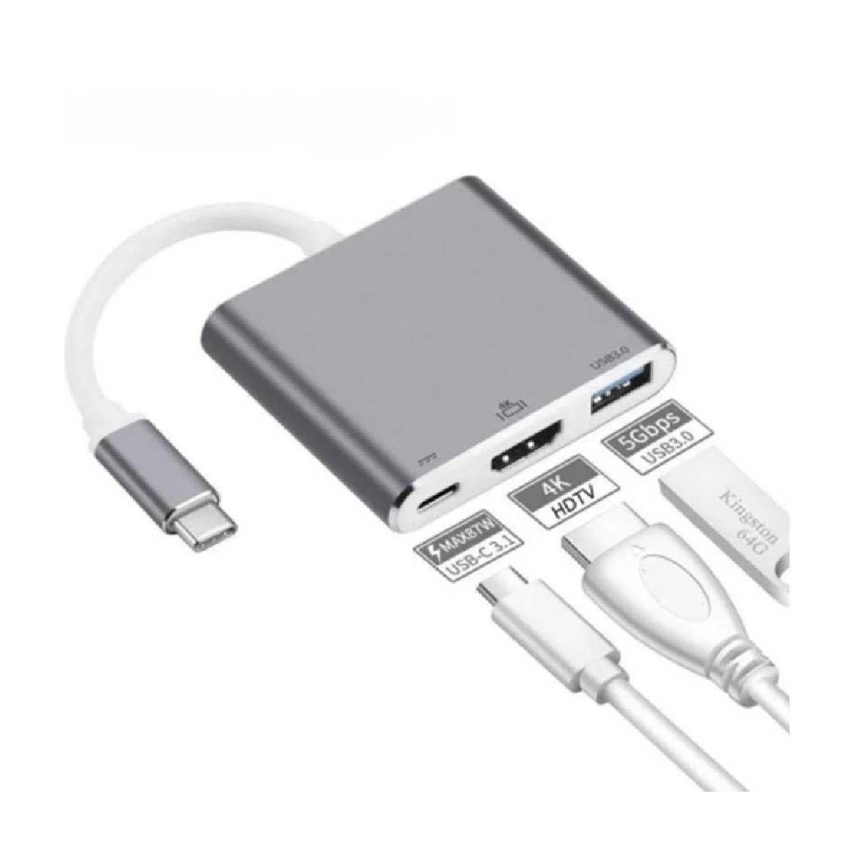 3 EN 1 HUB TIPO C A HDMI + USB 3.0 PHILCO-2