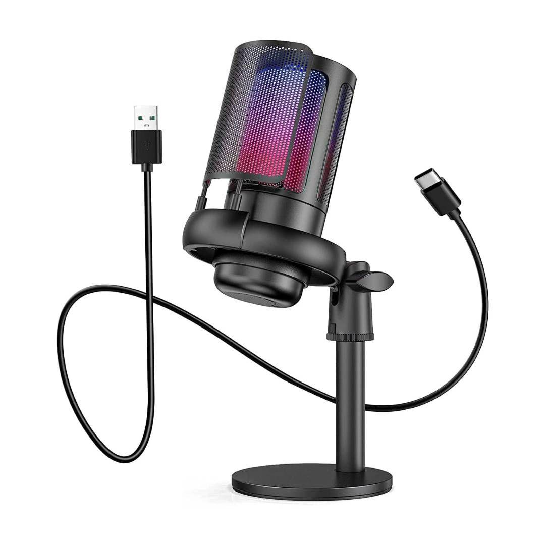 Microfono de Condensador Havit GK50B, USB, RGB-2