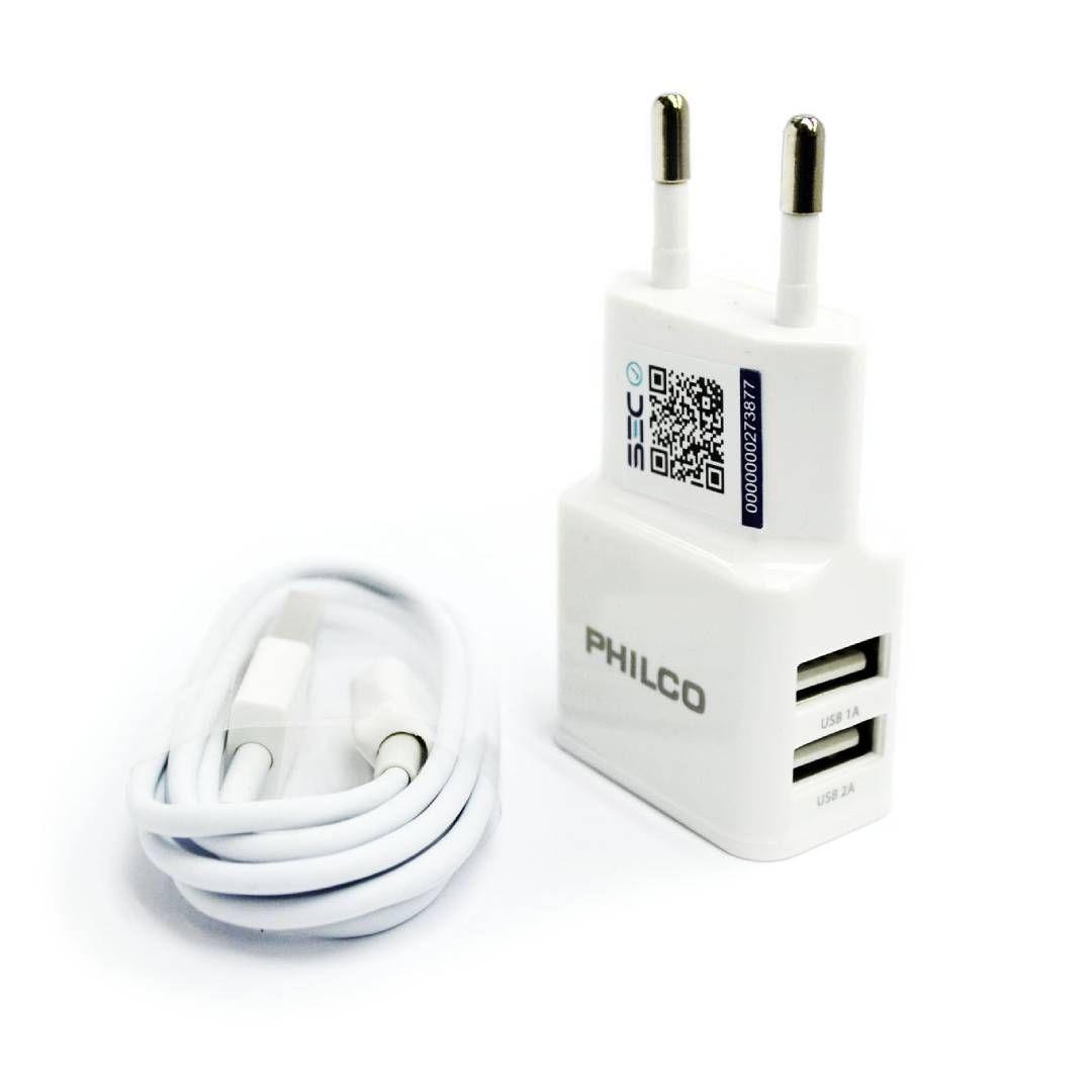 Cargador Rápido Cable Micro USB 2.1A Philco R2100 Blanco-2