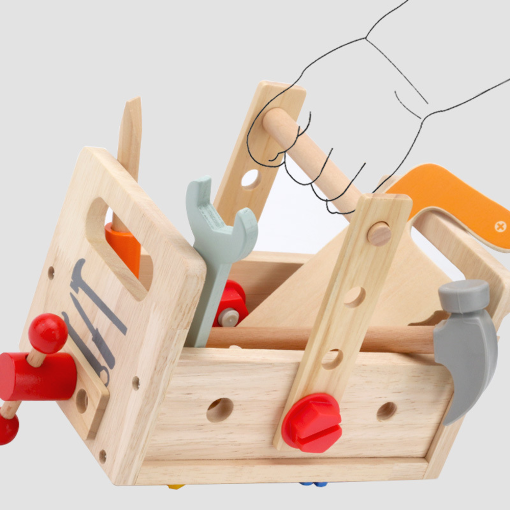 Caja de Herramientas Portatil de Madera Para Niños-2