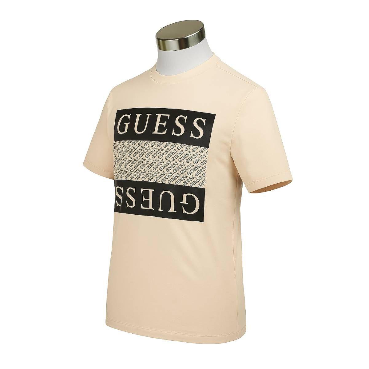 Polera Guess Cuello Redondo Beige Con Logo Negro Talla S-1