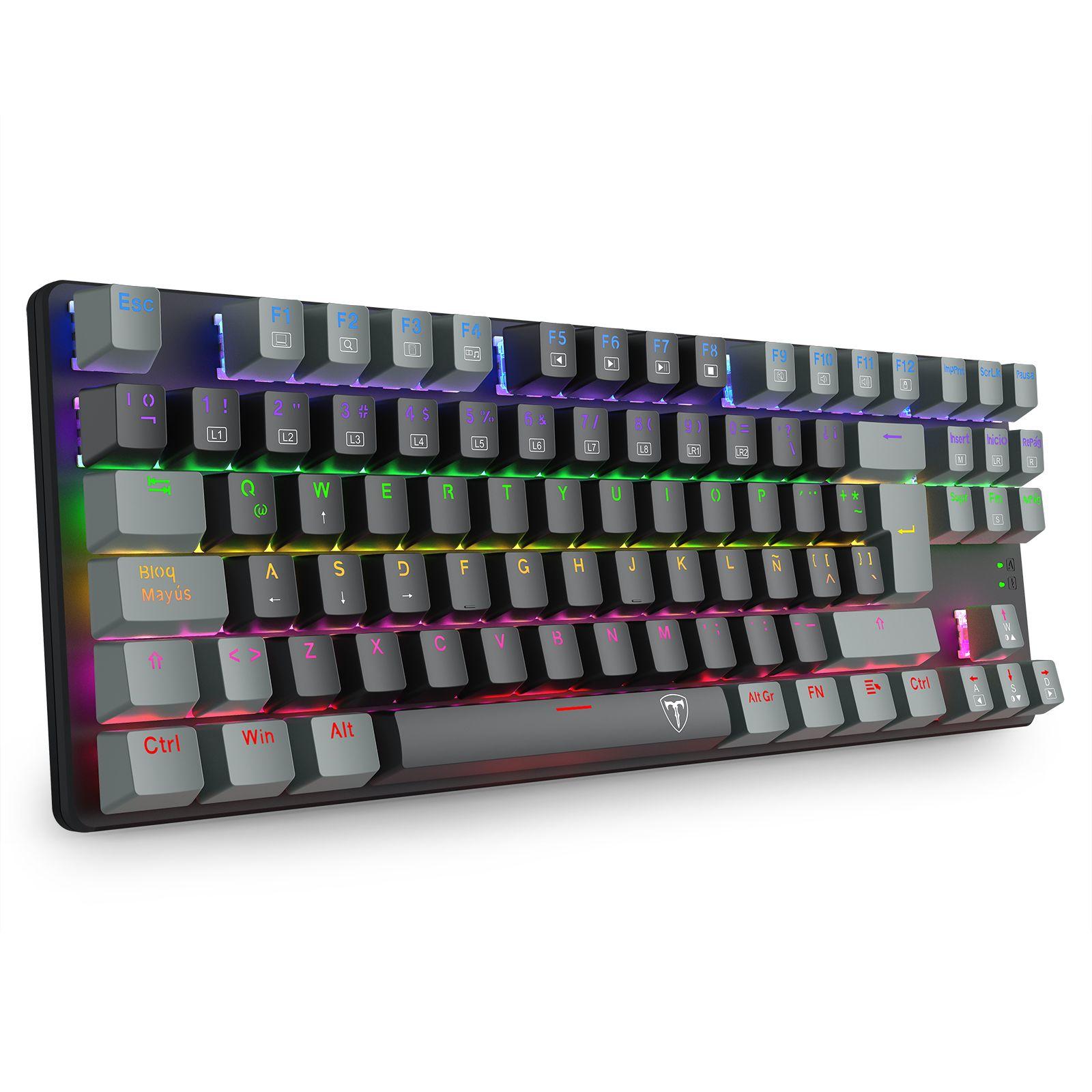 Teclado T-Dagger Bora Rainbow Lite T-TGK313BG-LIT Negro/Gris-3